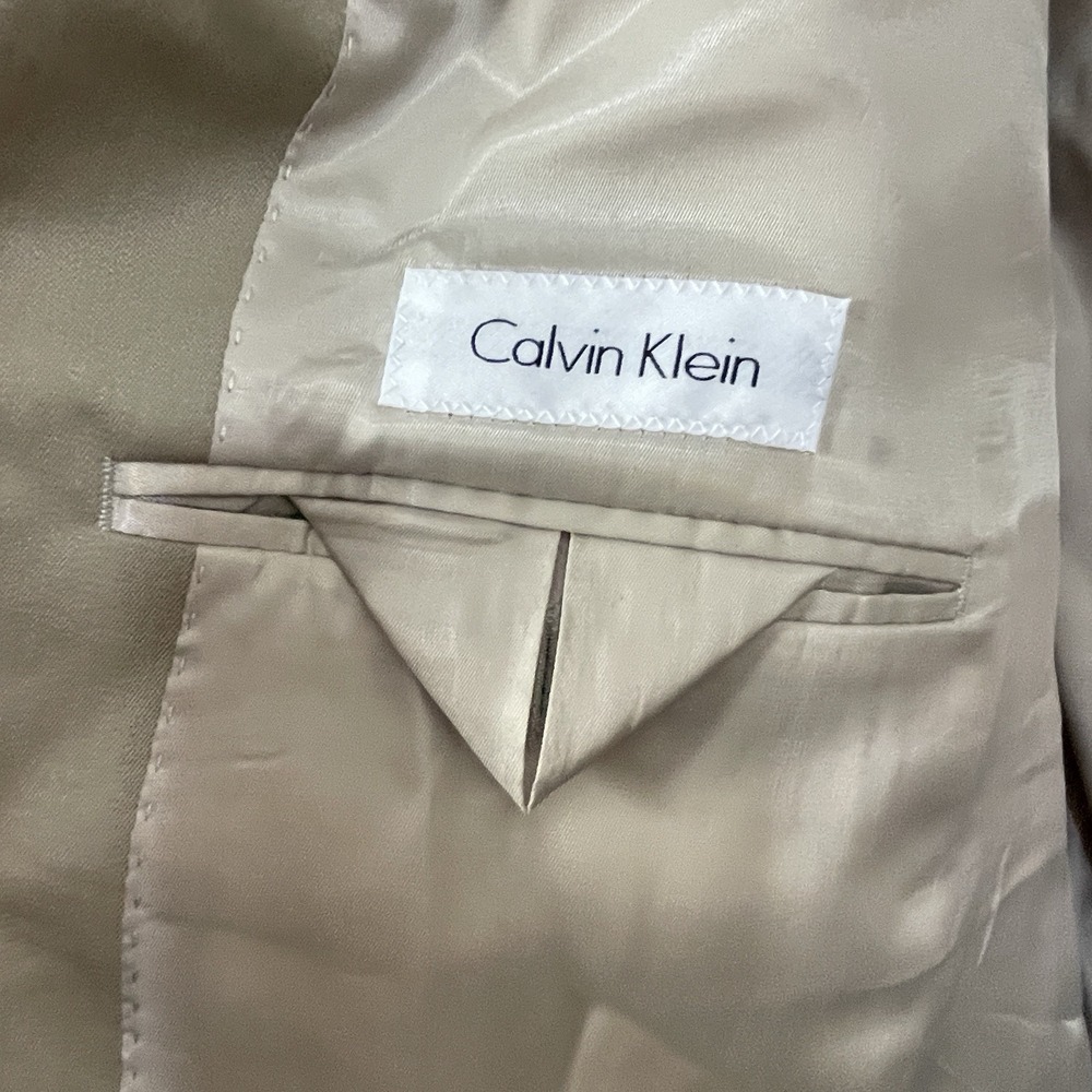 Calvin Klein Men's Khaki Blazer Sports Coat 50L Light Academia Preppy Classic - Picture 6 of 10